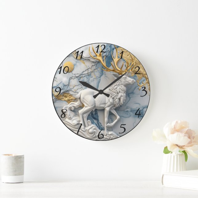 Bezauberndes Rentier Holiday Display Große Wanduhr (Zuhause)