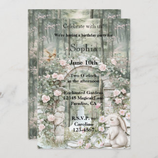 Bezauberndes Rosa Blumengarten Sonntag Einladung