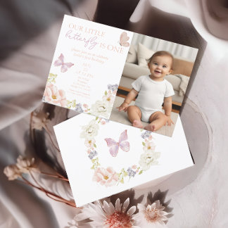 Bezauberndes Schmetterlingsgarten Erstes Geburtsta Einladung