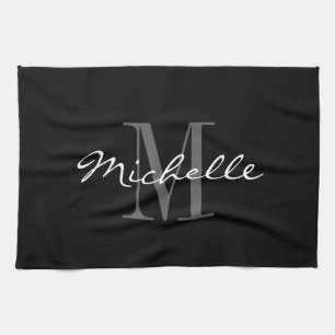 Bezauberndes Schwarzweiss-Monogramm-Geschirrtuch Geschirrtuch