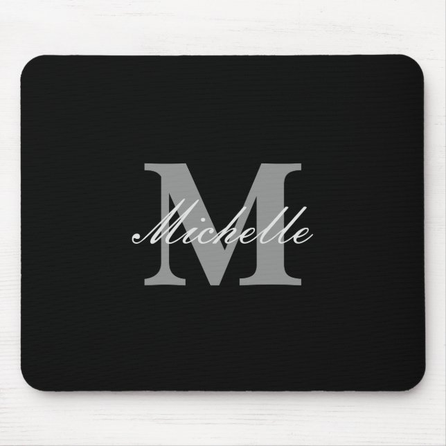 Bezauberndes Schwarzweiss-Namensmonogramm Mousepad (Vorne)