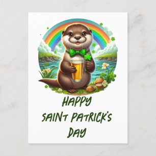 Bezauberndes St. Patricks Day Otter mit Bier Postkarte