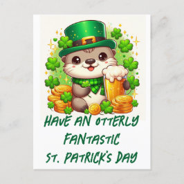Bezauberndes St. Patricks Day Otter mit Bier und G Postkarte