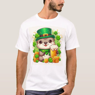 Bezauberndes St. Patricks Day Otter mit Bier und G T-Shirt