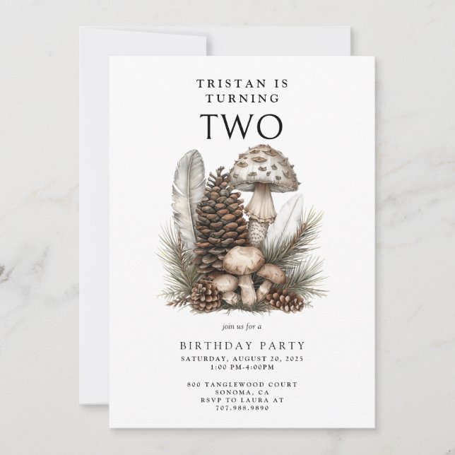 Bezauberndes Wald 2. Geburtstag Party Einladung (Vorderseite)