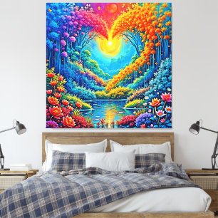 Bezauberndes Waldherz im Lichtdesign Leinwanddruck