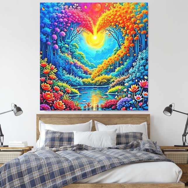 Bezauberndes Waldherz im Lichtdesign Leinwanddruck (Insitu (Schlafzimmer))