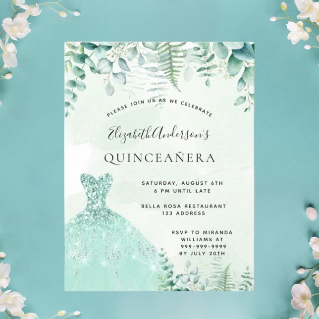 Bezauberndes Waldkleid aus Quinceanera Postkarte (Von Creator hochgeladen)