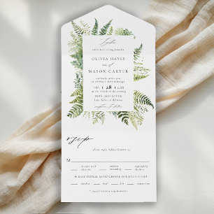 Bezauberndes Waldland Ferns Elegante Hochzeit All In One Einladung
