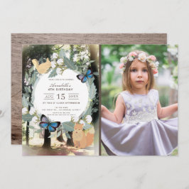 Bezauberndes Waldtier-Foto Geburtstag Einladung