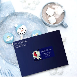 Bezauberndes Waldweihnachtssiegel für Kardinal Adressaufkleber