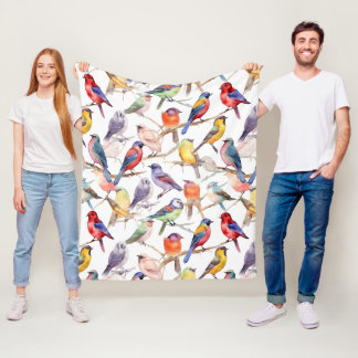 Bezauberndes Watercolor-Vintages Vogelmuster Fleecedecke