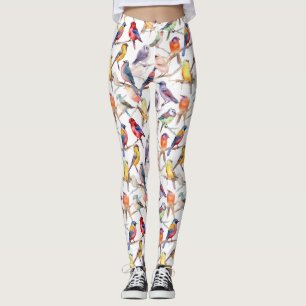 Bezauberndes Watercolor-Vintages Vogelmuster Leggings