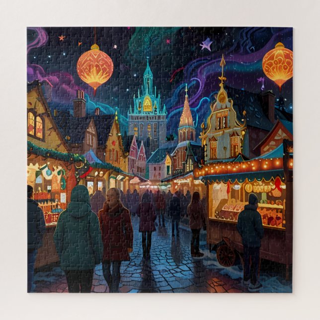 Bezauberndes Weihnachtsmarkt Stadt Winterwunder Wu Puzzle (Vertikal)