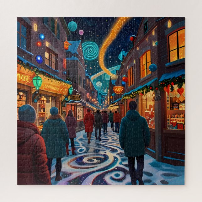 Bezauberndes Weihnachtsmarkt Stadt Winterwunder Wu Puzzle (Vertikal)