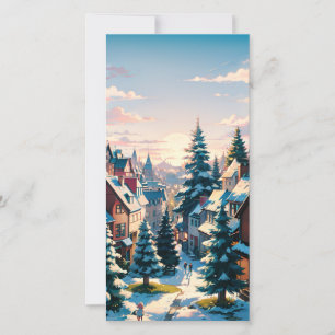 Bezauberndes Winterdorf Feiertagskarte