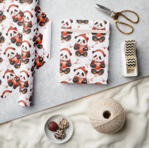 Bezauberndes Winterpanda-Muster mit gemütlicher Re Geschenkpapier