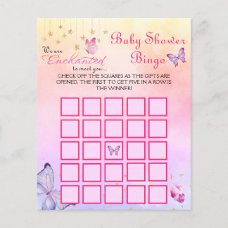 Bezaubert Butterfly Baby Shower Game Bingo