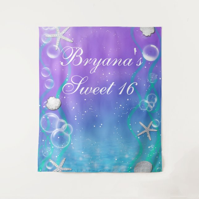 Bezaubert unter dem Wasser Süße 16 Party Hintergru Wandteppich (Vorderseite)