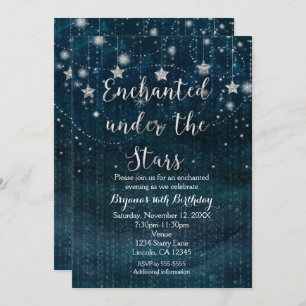 Bezaubert unter den Sternen Silver & Blue Einladun Einladung