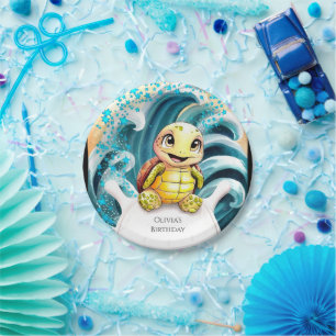 Bezaubert unter der Meeresschildkröte Geburtstag Pappteller