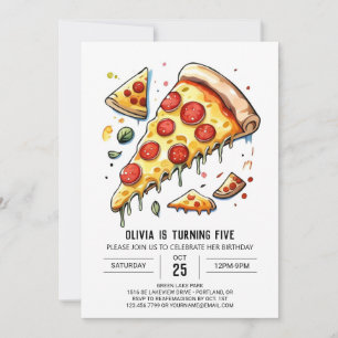 Bezauberte Aquarellpizza zum Geburtstag Einladung