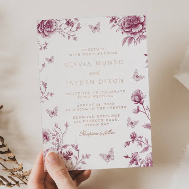 Bezauberte Dusty Rose & Rose Gold Wedding Folieneinladung (Von Creator hochgeladen)