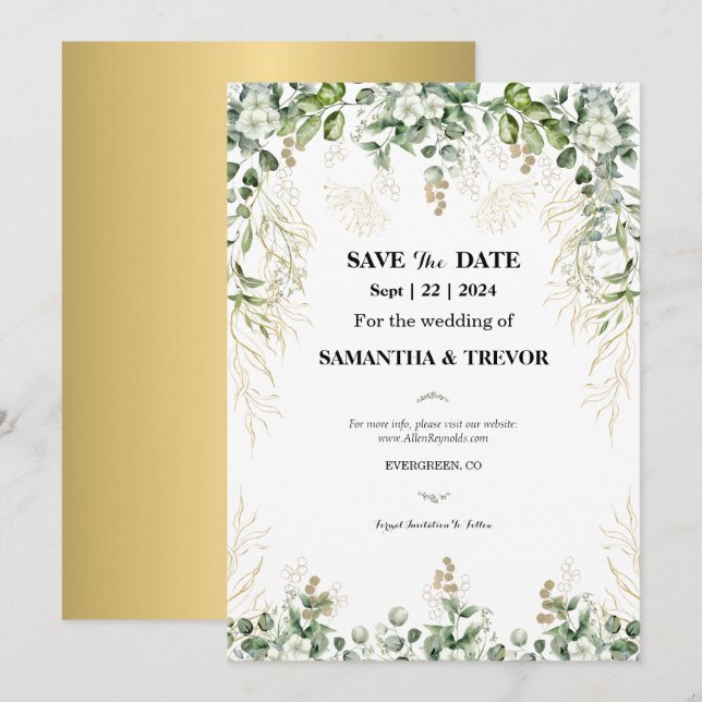 Bezauberte Evergreens: Save the Date Einladung (Vorne/Hinten)