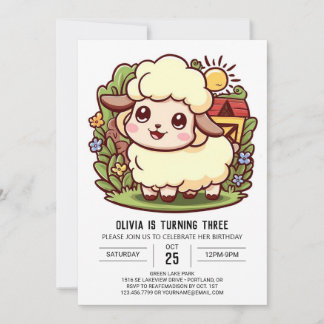 Bezauberte farbenfrohe Schafe zum Geburtstag Einladung
