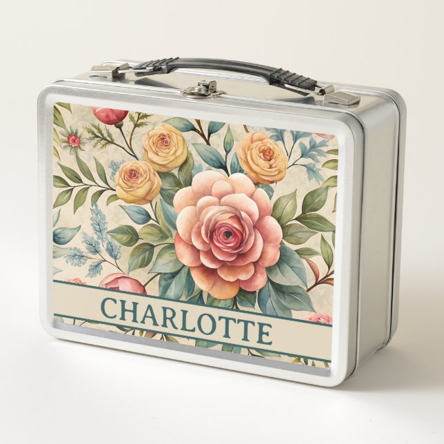 Bezauberte Florals Metal Lunch Box (Vorderseite)