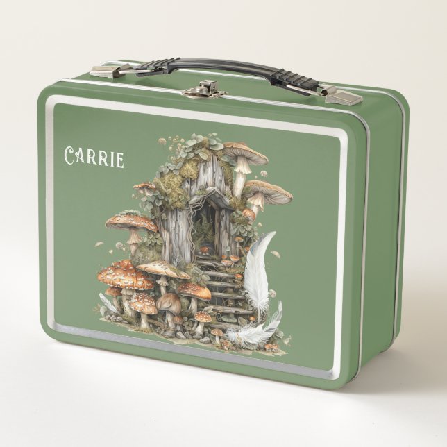 Bezauberte Forest Gnome Hütte Metal Lunchbox (Vorderseite)