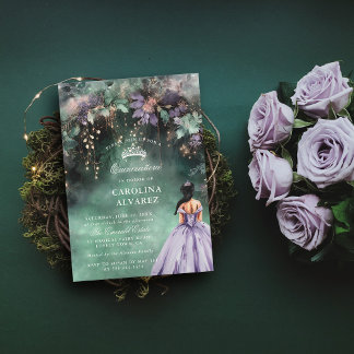 Bezauberte Imitate aus dem Wald Gold Lavender Quin Einladung
