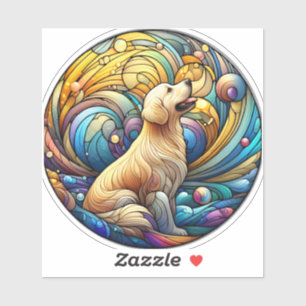 Bezauberte Kanine auf kosmischen Keramik-Wirbel Aufkleber