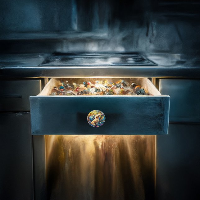 Bezauberte Kanine auf kosmischen Keramik-Wirbel Keramikknauf (Von Creator hochgeladen)