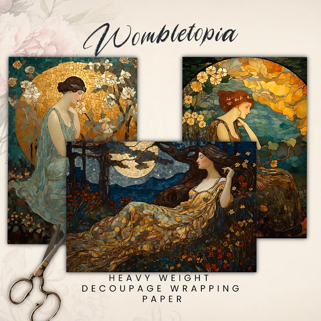 Bezauberte Moonlit Maiden Blumenmosaik Dekoupage Geschenkpapier Set (Von Creator hochgeladen)