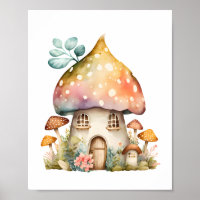 Bezauberte Mushroom-Hütte Wasserfarbe