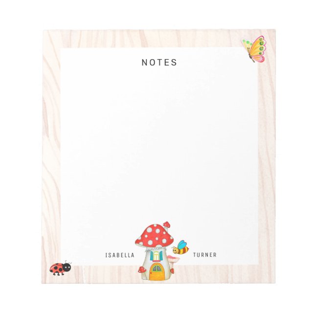 Bezauberte Pilzpilz-Hütte Woodland Tiere Notizblock (Vorderseite)