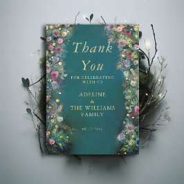 Bezauberte Rose Grün Magisches Süß 16 Dankeskarte