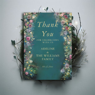 Bezauberte Rose Grün Magisches Süß 16 Dankeskarte