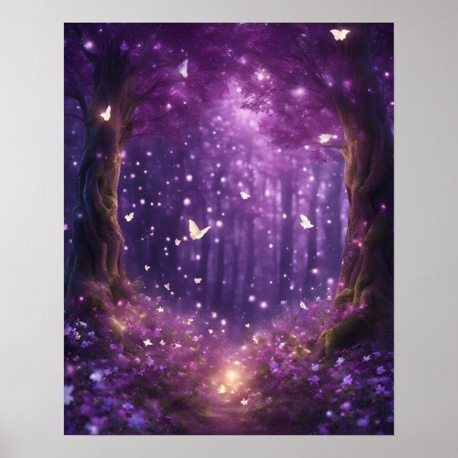 Bezauberte Wälder LILA KLEINE LICHTE Poster (Vorne)