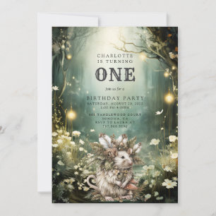 Bezauberte Waldmäuse 1. Geburtstag Einladung