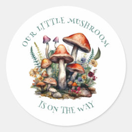 Bezauberte Whimsical Mushrooms Woodland Babydusche Runder Aufkleber