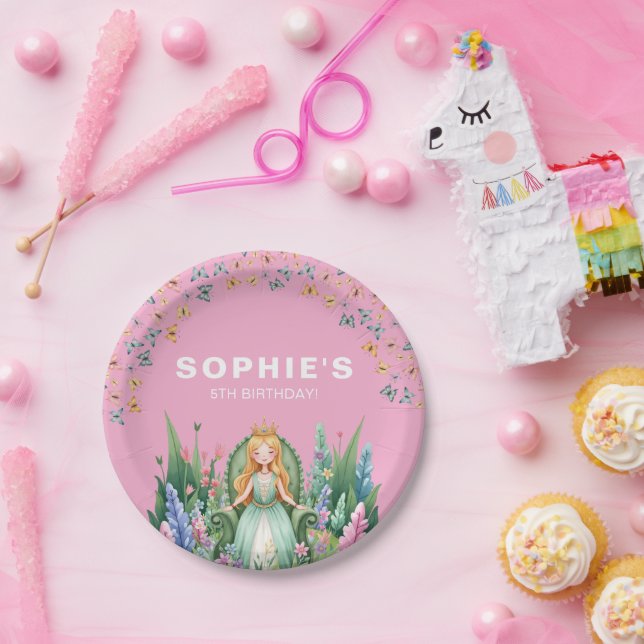 Bezauberte Woodland Fairy Princess Birthday Pappteller (Party)