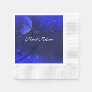 Bezauberter Abend Blue White 16 . Geburtstag Custo Serviette