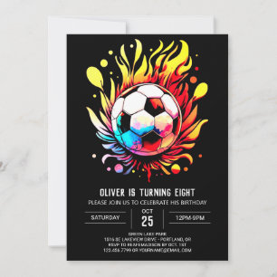 Bezauberter Ball Watercolor Fußball zum Geburtstag Einladung