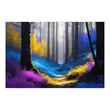Bezauberter Blaugelber und Lila Dunkler Wald