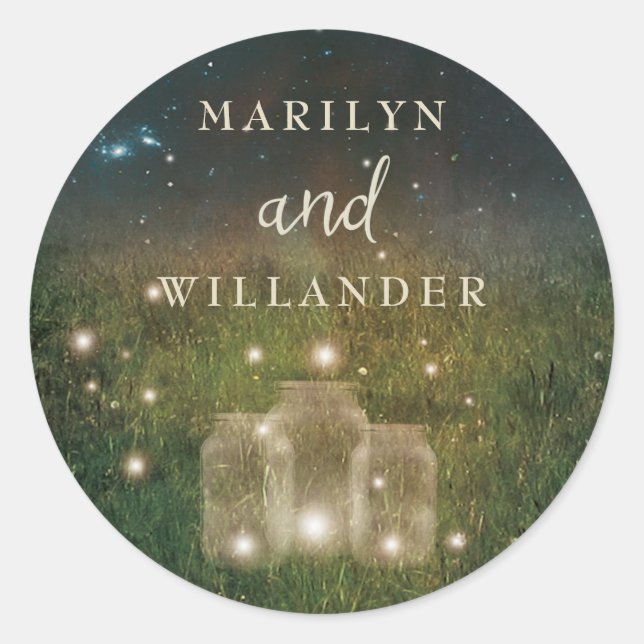 Bezauberter Forest Mason Jar Wedding Round Sticker (Vorderseite)