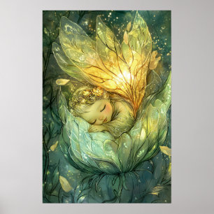 Bezauberter Forest Pixie Fairy Schlaf Blume Petal Poster