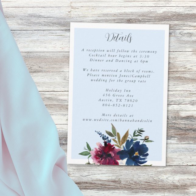 Bezauberter Garten Light Blue Burgundy Marine Begleitkarte (Von Creator hochgeladen)