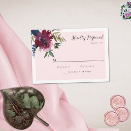 Bezauberter Garten Pink Blush Burgundy Marine RSVP Karte